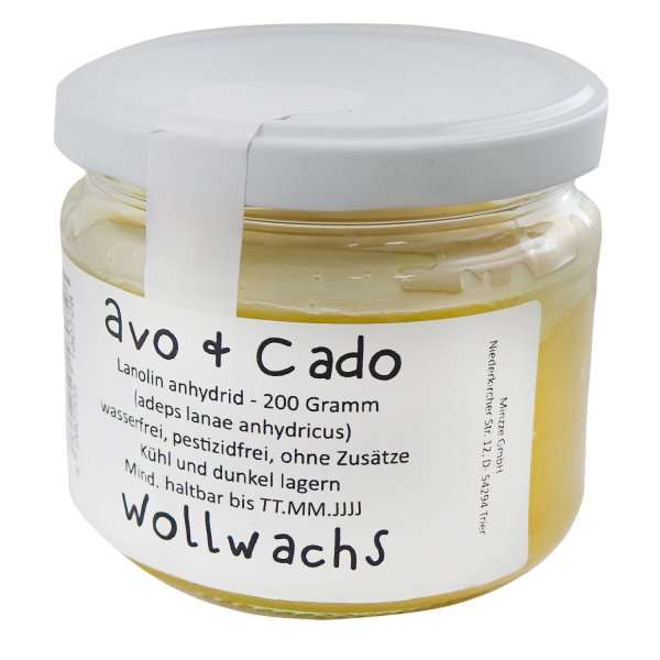 Avo& Cado Wool Wax Lanolin 200 g Glas