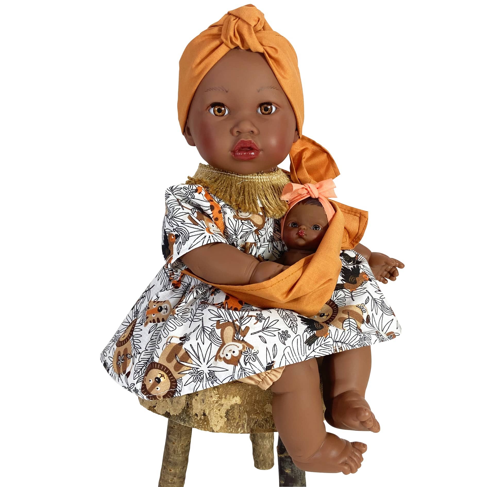 1330 Alika Doll with Baby - Jungle Dress (2)