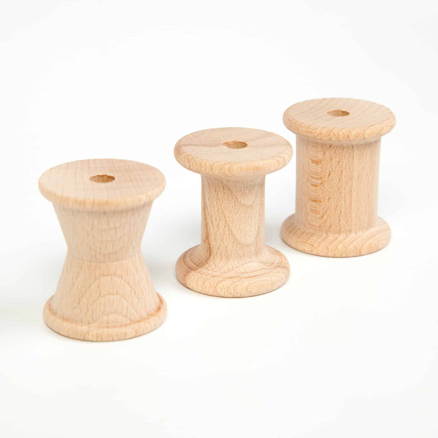 © Joguines Grapat: 3 Spools Natural Wood