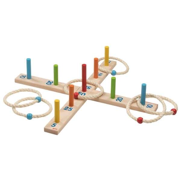 56801 Goki Hoopla game with 6 sisal rings