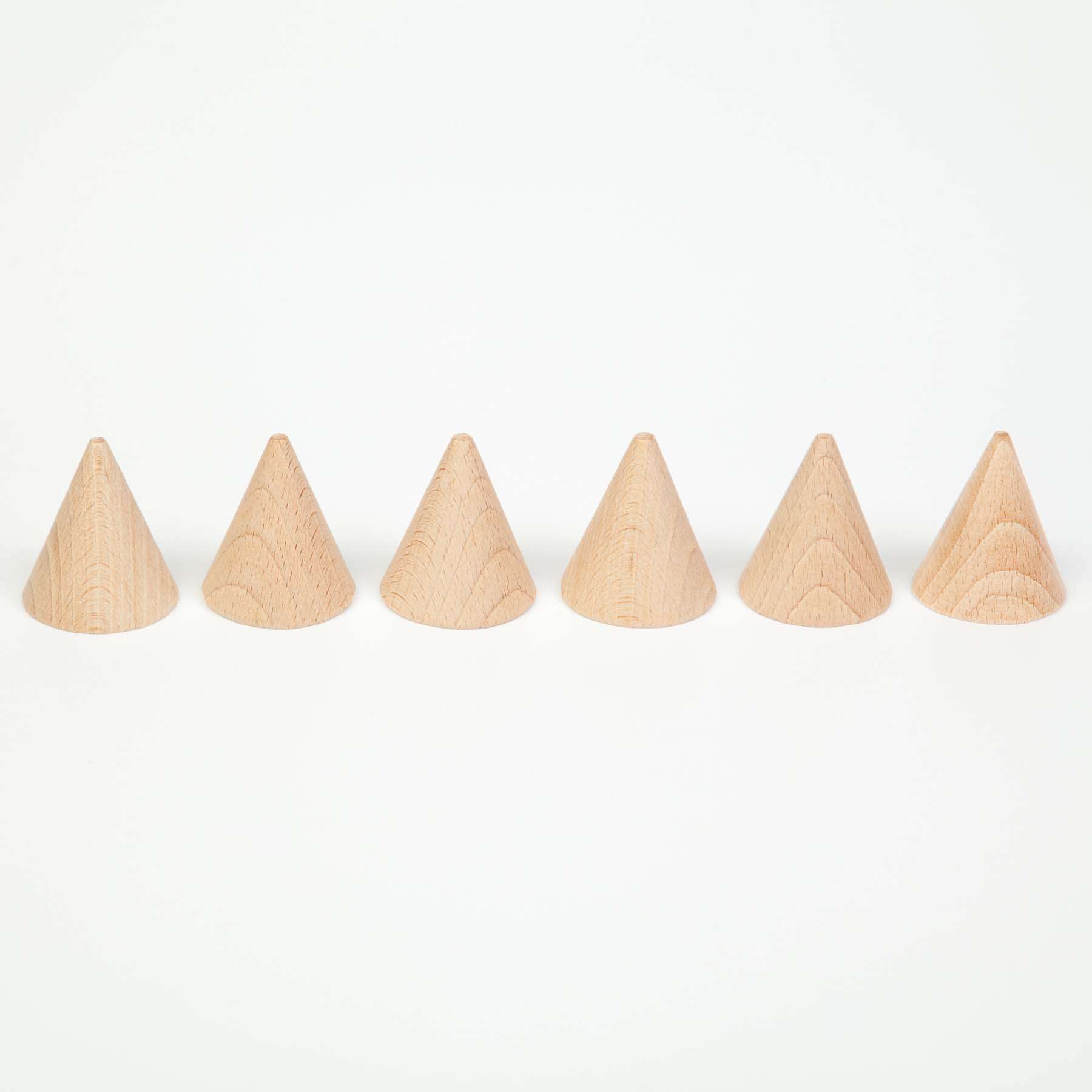 6 Grapat Natural Wooden Cones