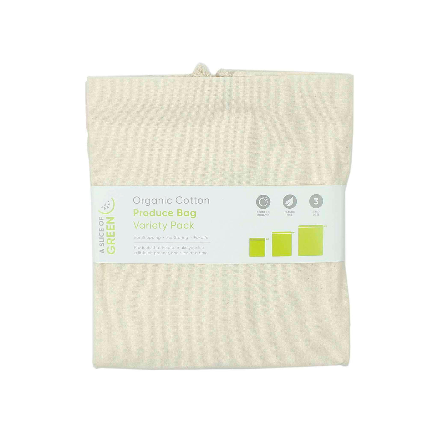 A Slice of Green Organic Cotton Produce Bags - Variety Pack (Set of 3)