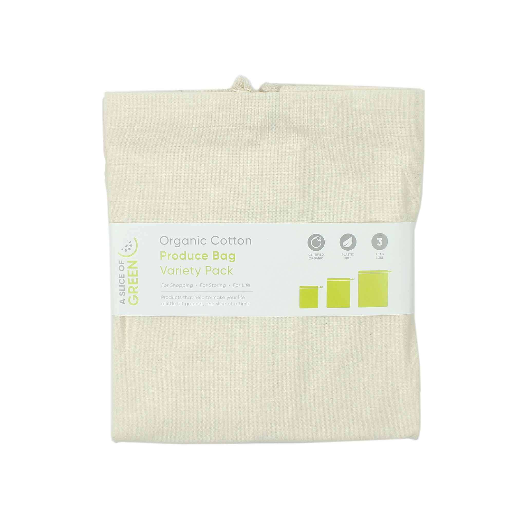 A Slice of Green Organic Cotton Produce Bags - Variety Pack (Set of 3)