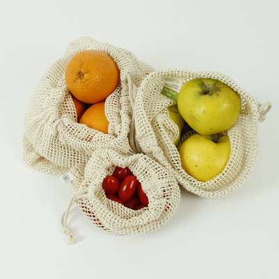 A Slice of Green Organic Mesh Cotton Produce Bags - Variety Pack (Set of 3)