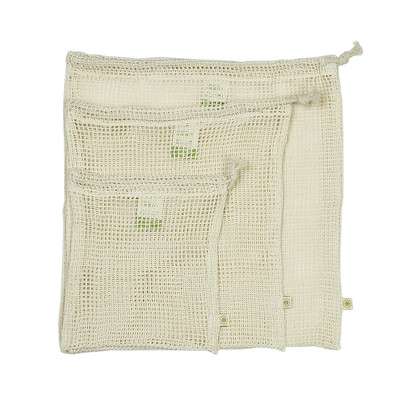 A Slice of Green Organic Mesh Cotton Produce Bags - Variety Pack (Set of 3)