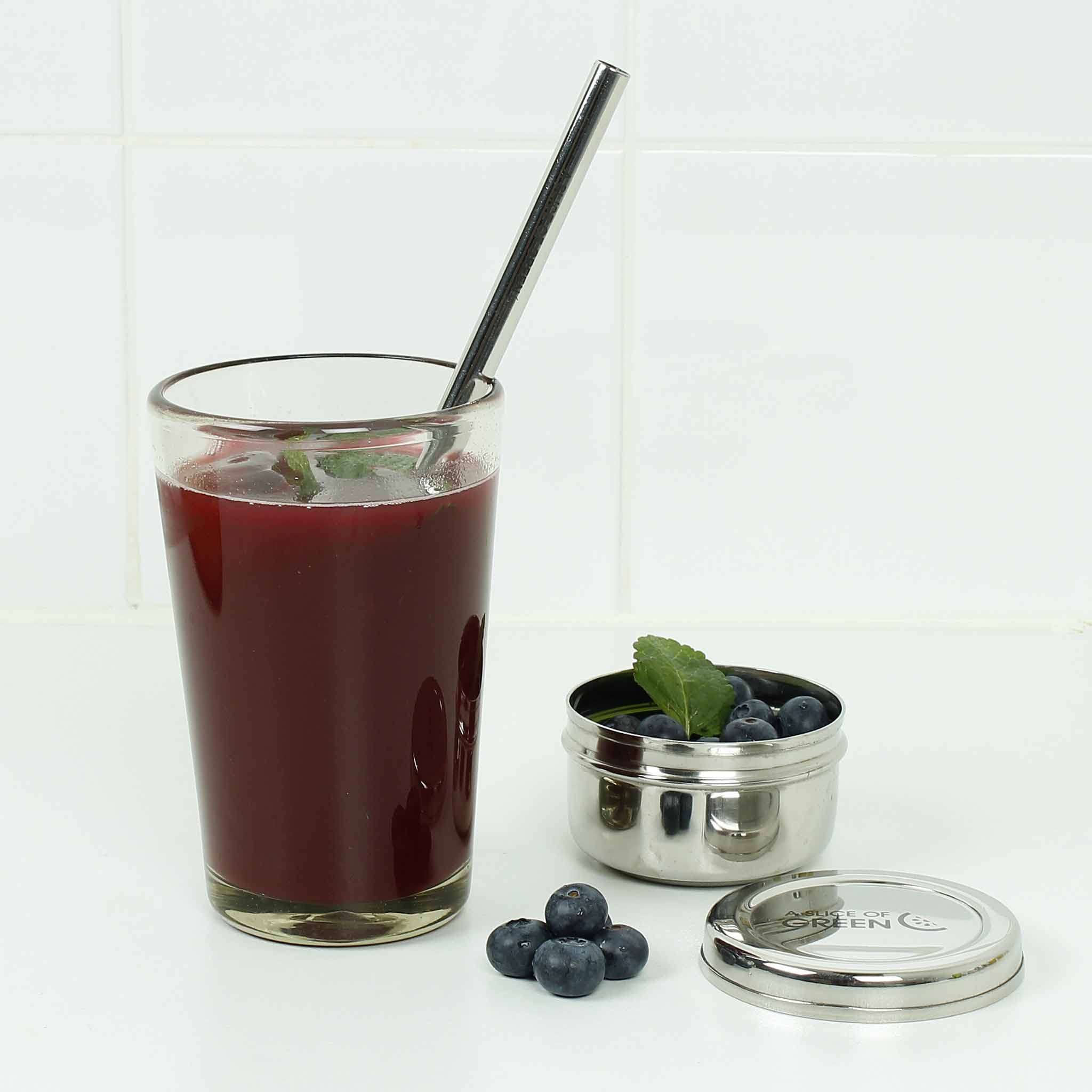 A Slice of Green Stainless Steel Smoothie Straw