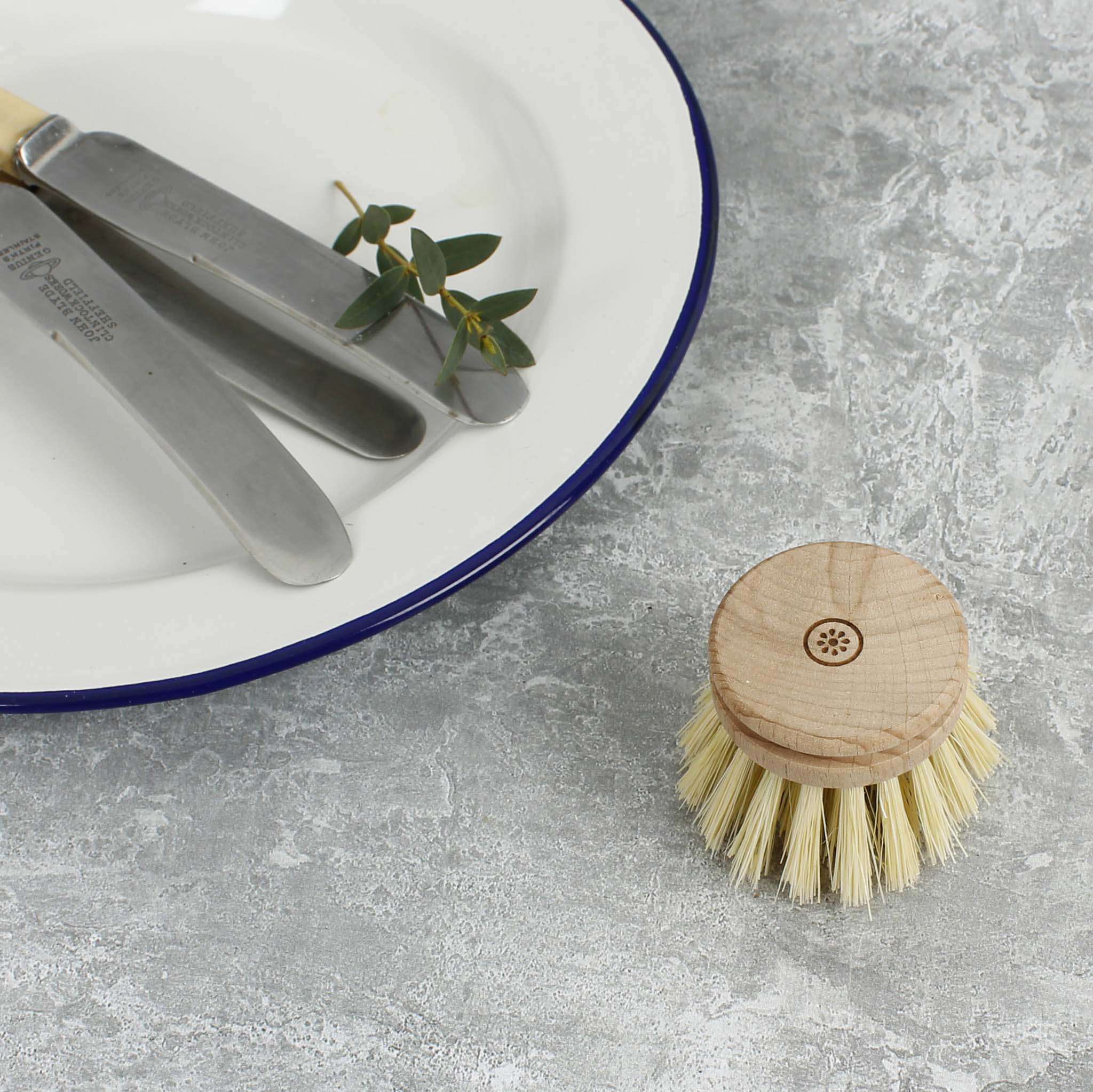 A Slice of Green Wooden Head for Dish Brush - Plant Based Bristles