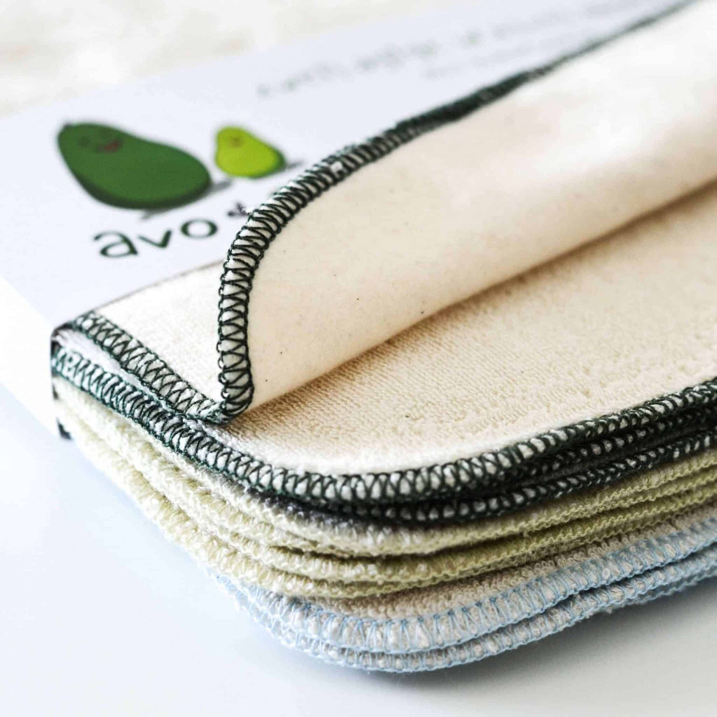 Avo&Cado Organic Cotton Reusable Wipes - Flannel & Terry Cloth (Green)