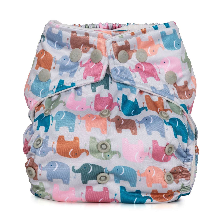Baba+Boo One Size Reusable Pocket Nappy - Elephants (Hope Collection)