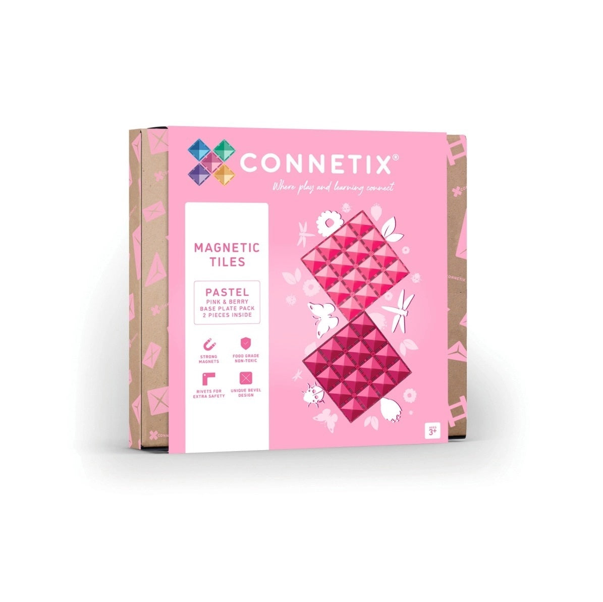 Connetix Base Plate Pack - Pastel Pink & Berry