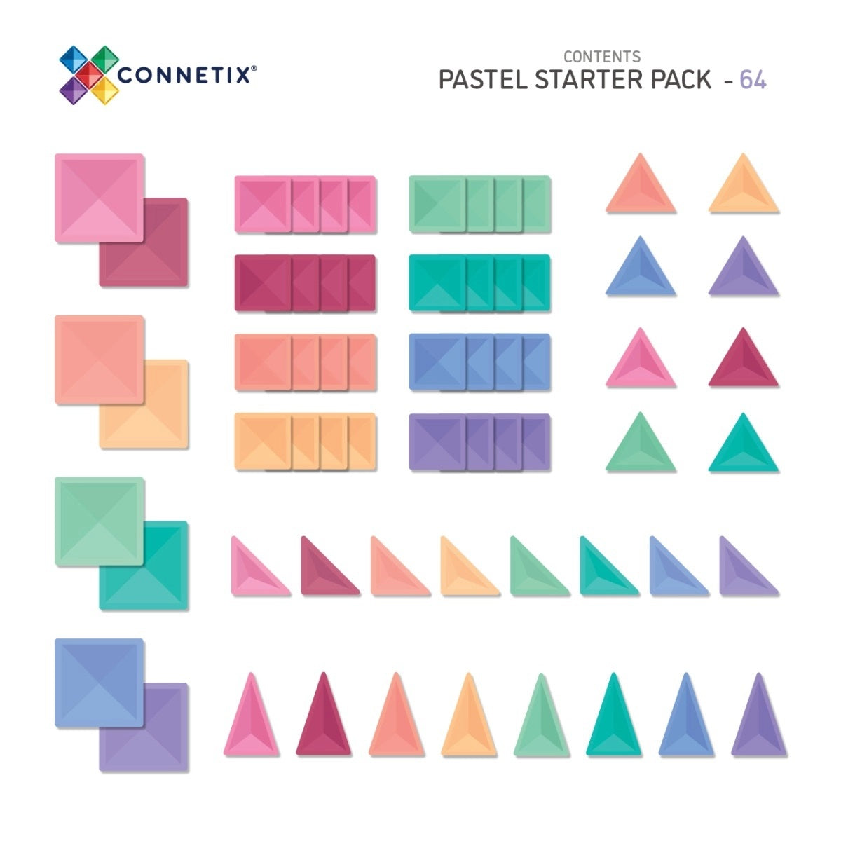 Connetix Pastel Starter Pack - 64 pc