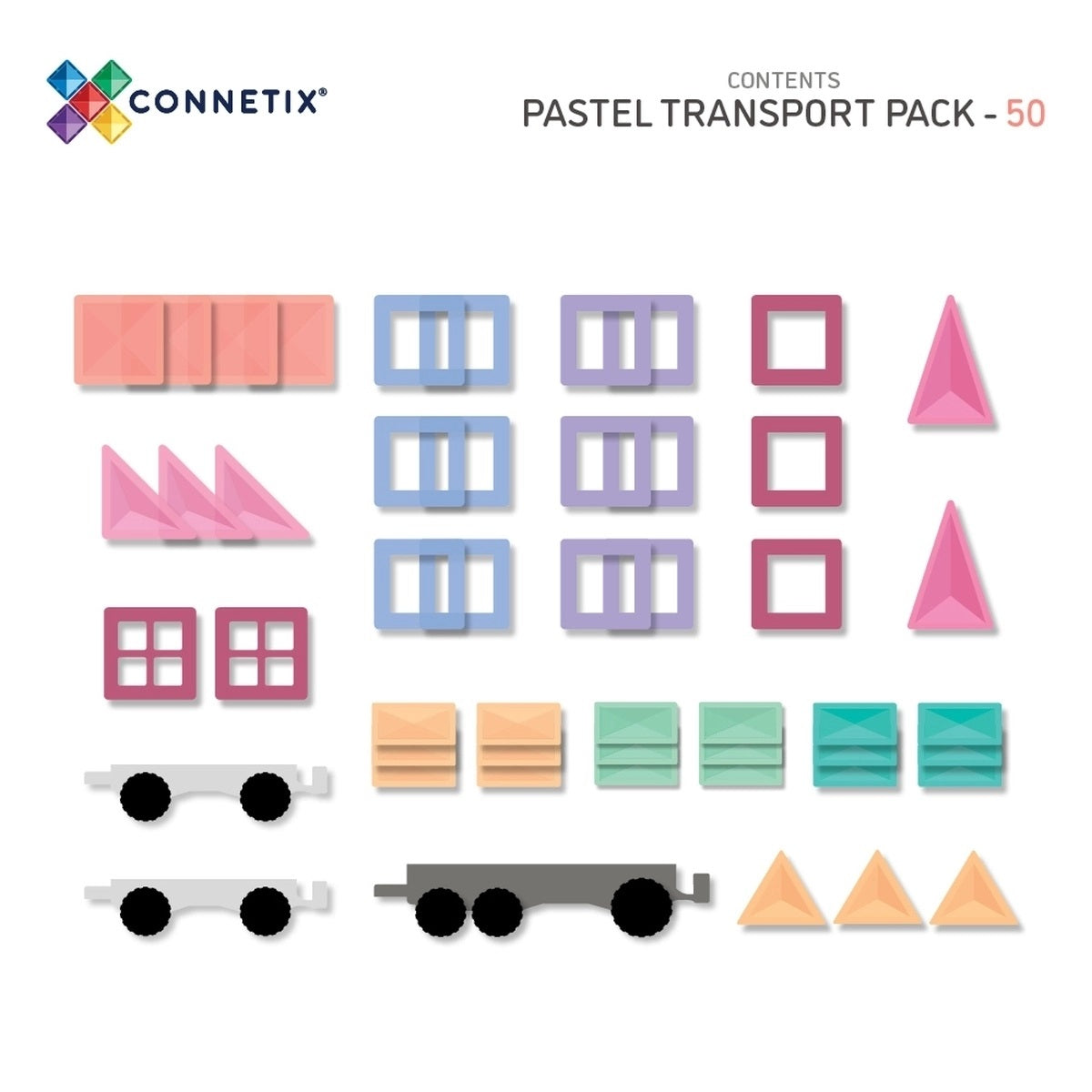 Connetix Pastel Transport Pack - 50 pc