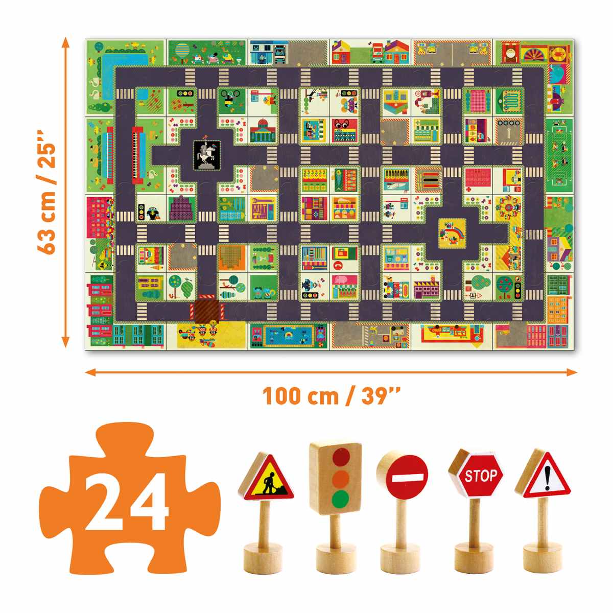 DJ07161 Djeco Floor Puzzle The City (24 pc )