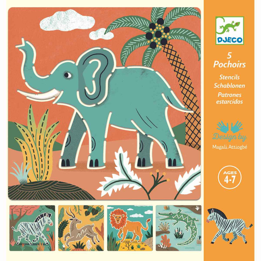 DJ08916 Djeco Stencils Wild Animals (4-7y)