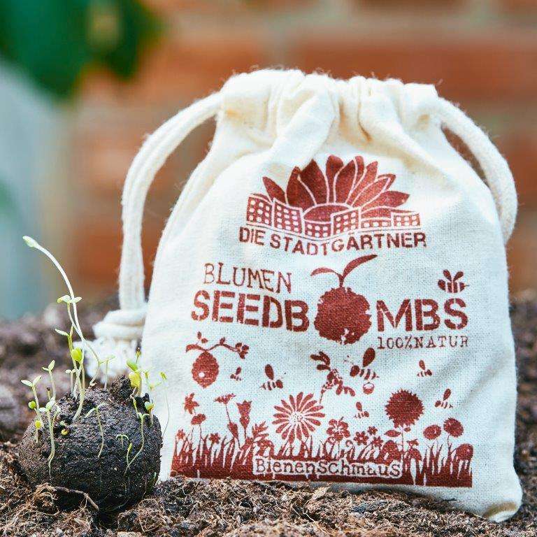 Die Stadtgärtner - Seedbombs linen bag set of 8 - Bees Feast (1)