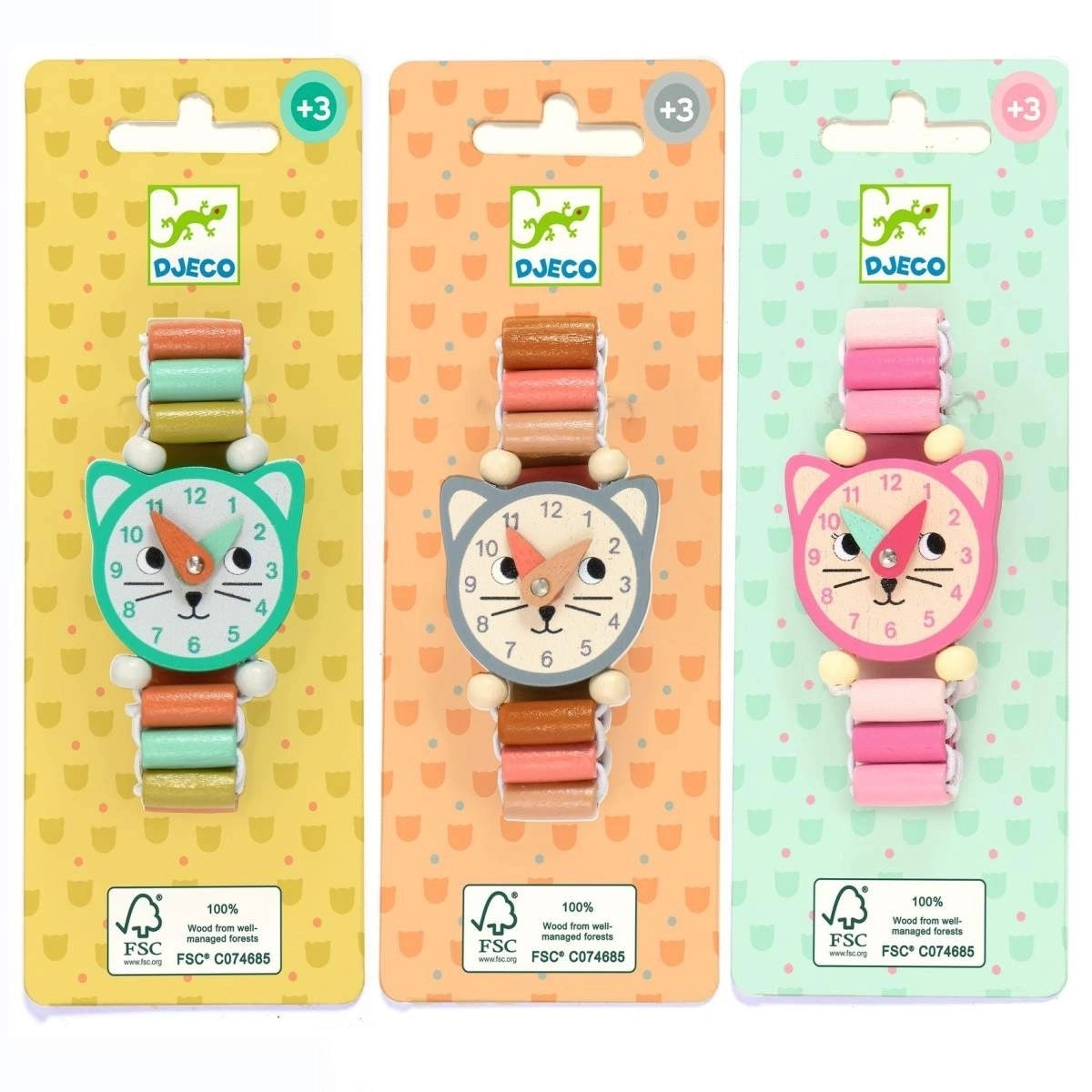 Djeco Role Play Toy - My Little Wooden Cat Watch