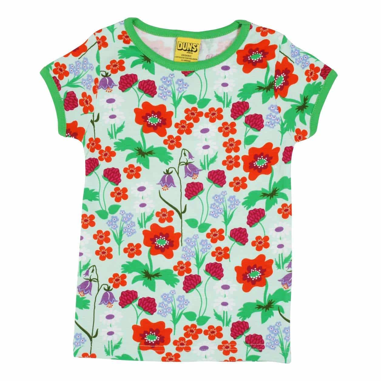 Duns Sweden Short Sleeve Top - Summer Flowers- Bay Green