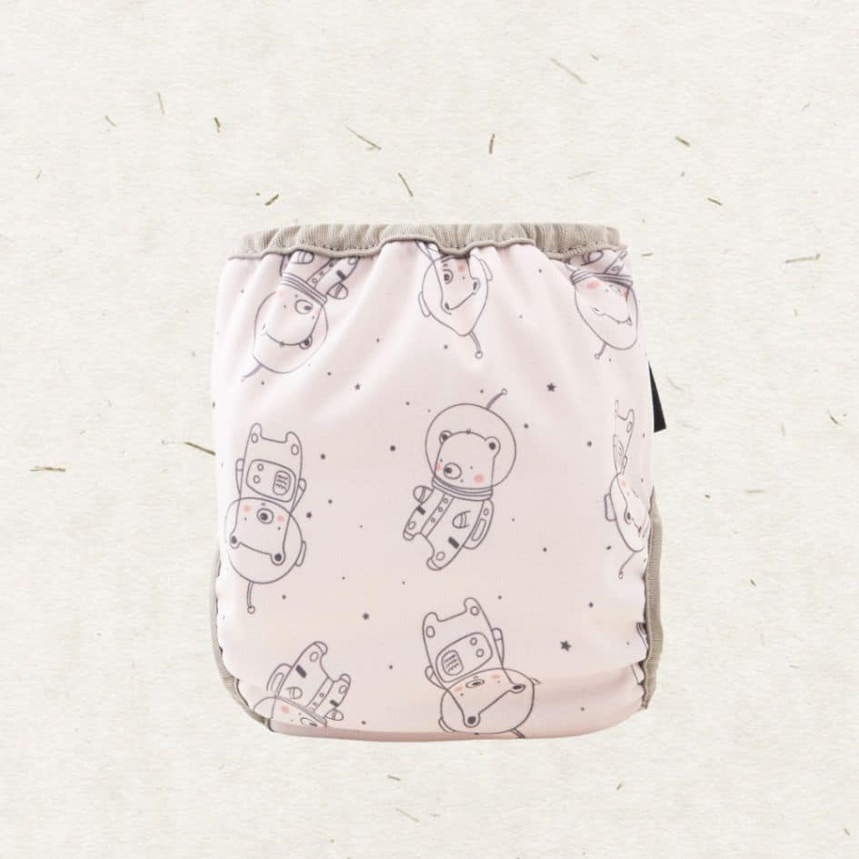 Eco Mini newborn cloth diaper cover - Space Teddy - back