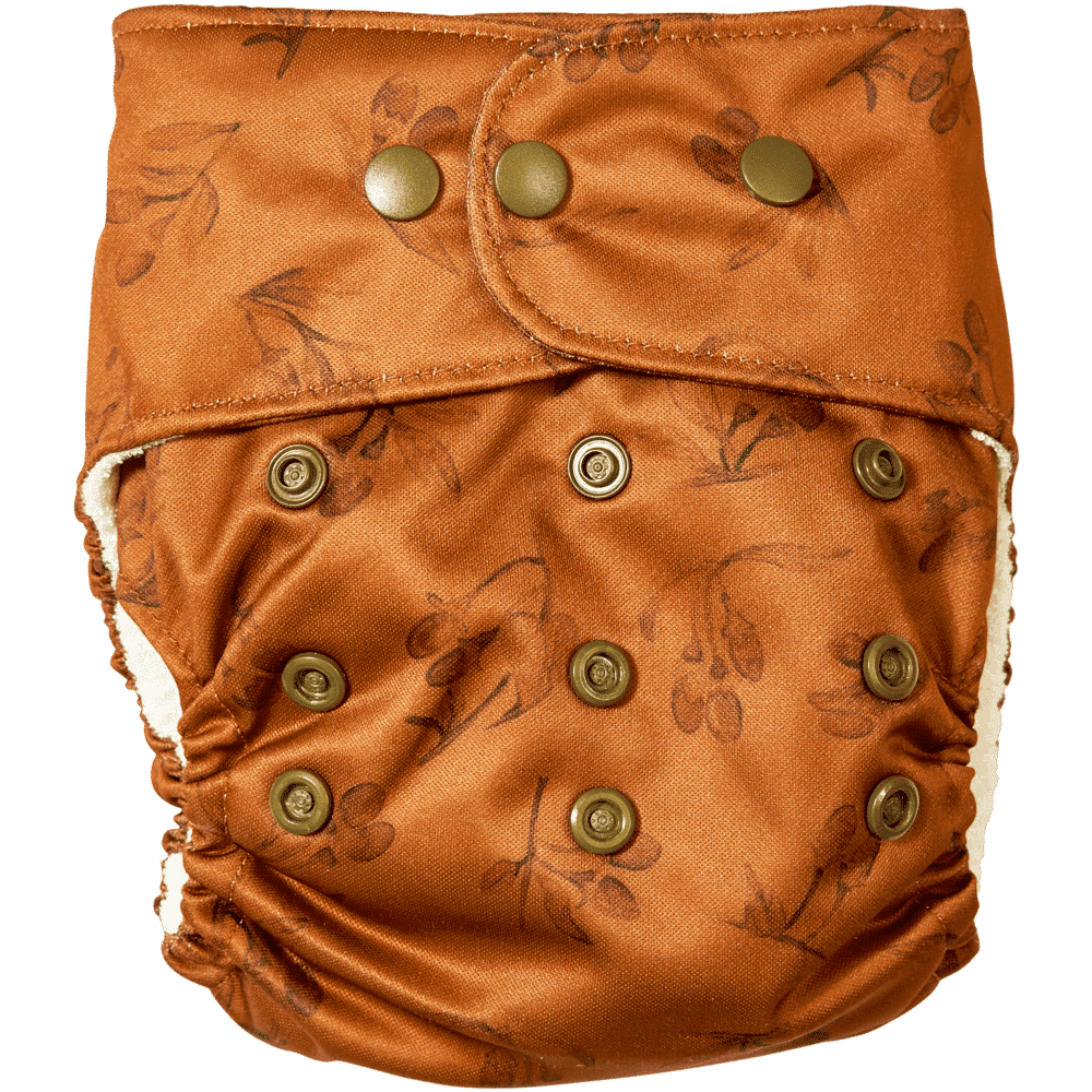 Elskbar One Size natural snap in all in one cloth diaper - goji (rust)