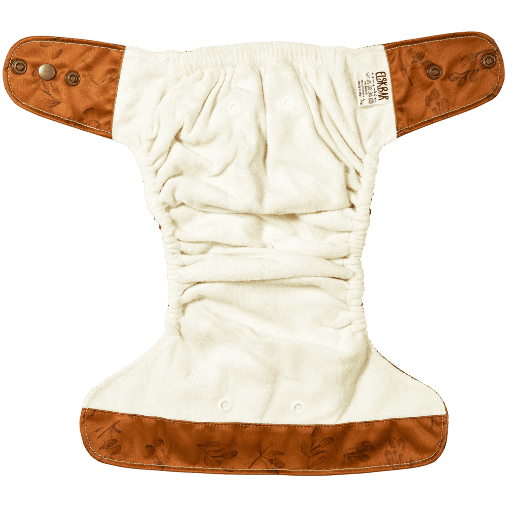 Elskbar One Size natural snap in all in one cloth diaper inside - goji (rust)