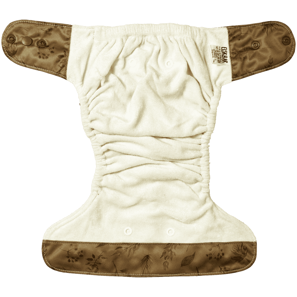 Elskbar One Size natural snap in all in one cloth diaper inside - wildflowers (sand)