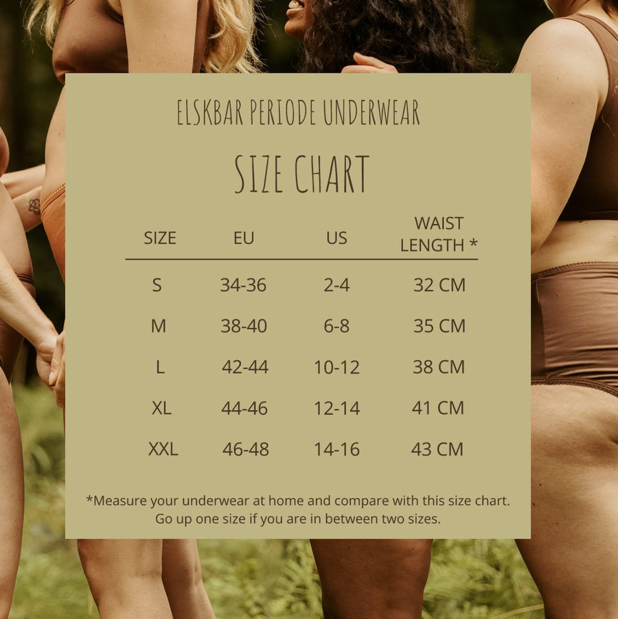 Elskbar Period Underwear Size Chart