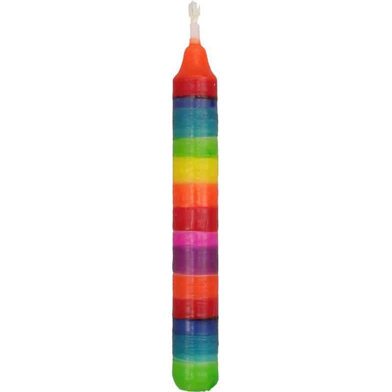 Glueckskaefer candle - Coloured Rainbow Stripes