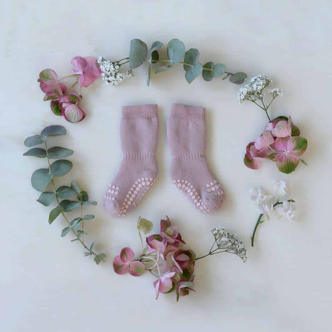 GoBabyGo nonslip socks_Dusty Rose