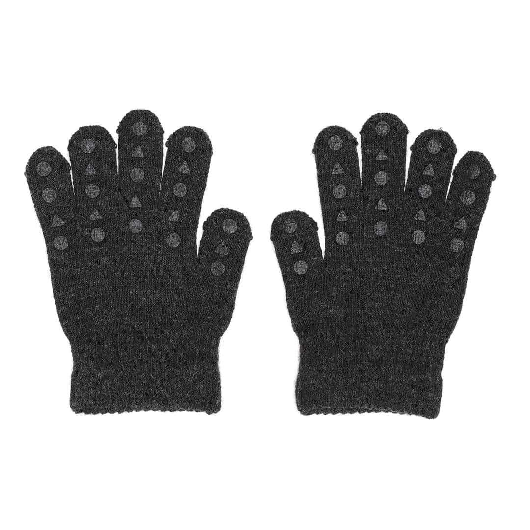 GoBabyGo Wool Grip Gloves - Dark Grey Melange