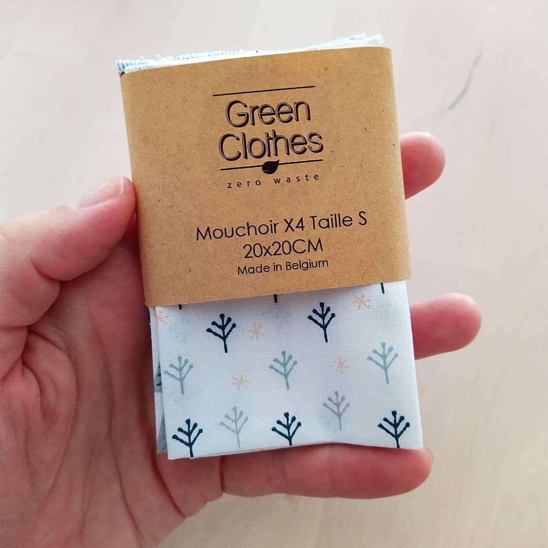 Green Clothes Hankies Washable Tissues (4 Pack) - La Forêt Enchantée