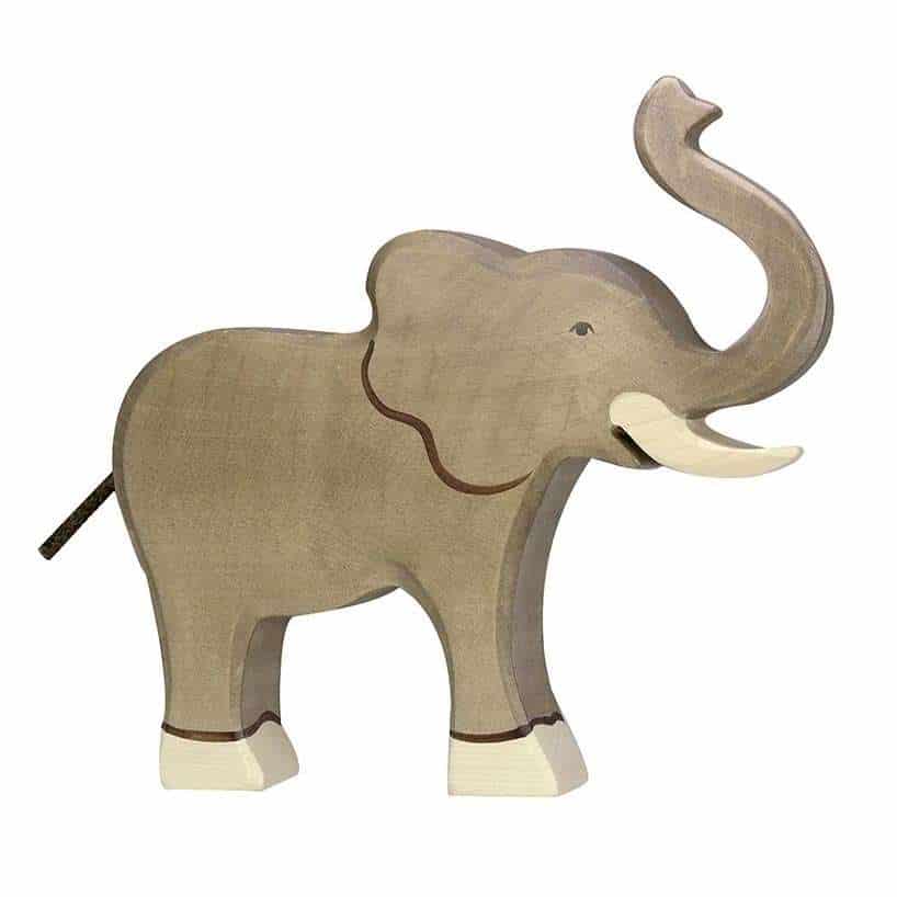 Holztiger Elephant (Trunk raised)