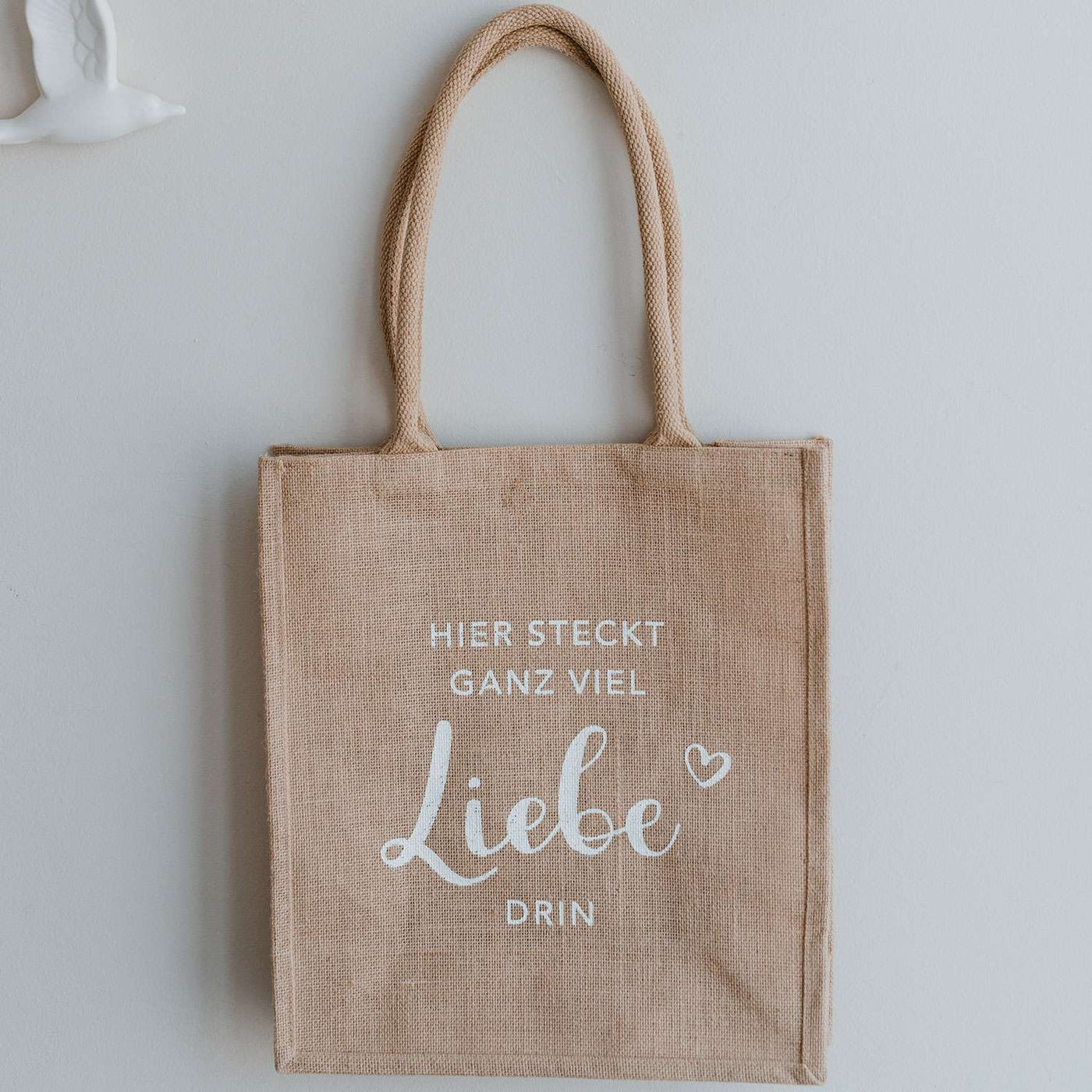 Jute bag shopper - Liebe .Photo credit Eulenschnitt and Maggy Melzer