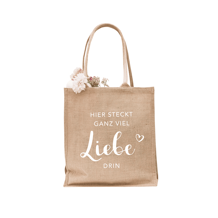 Jute bag shopper - Liebe .Photo credit Eulenschnitt and Maggy Melzer