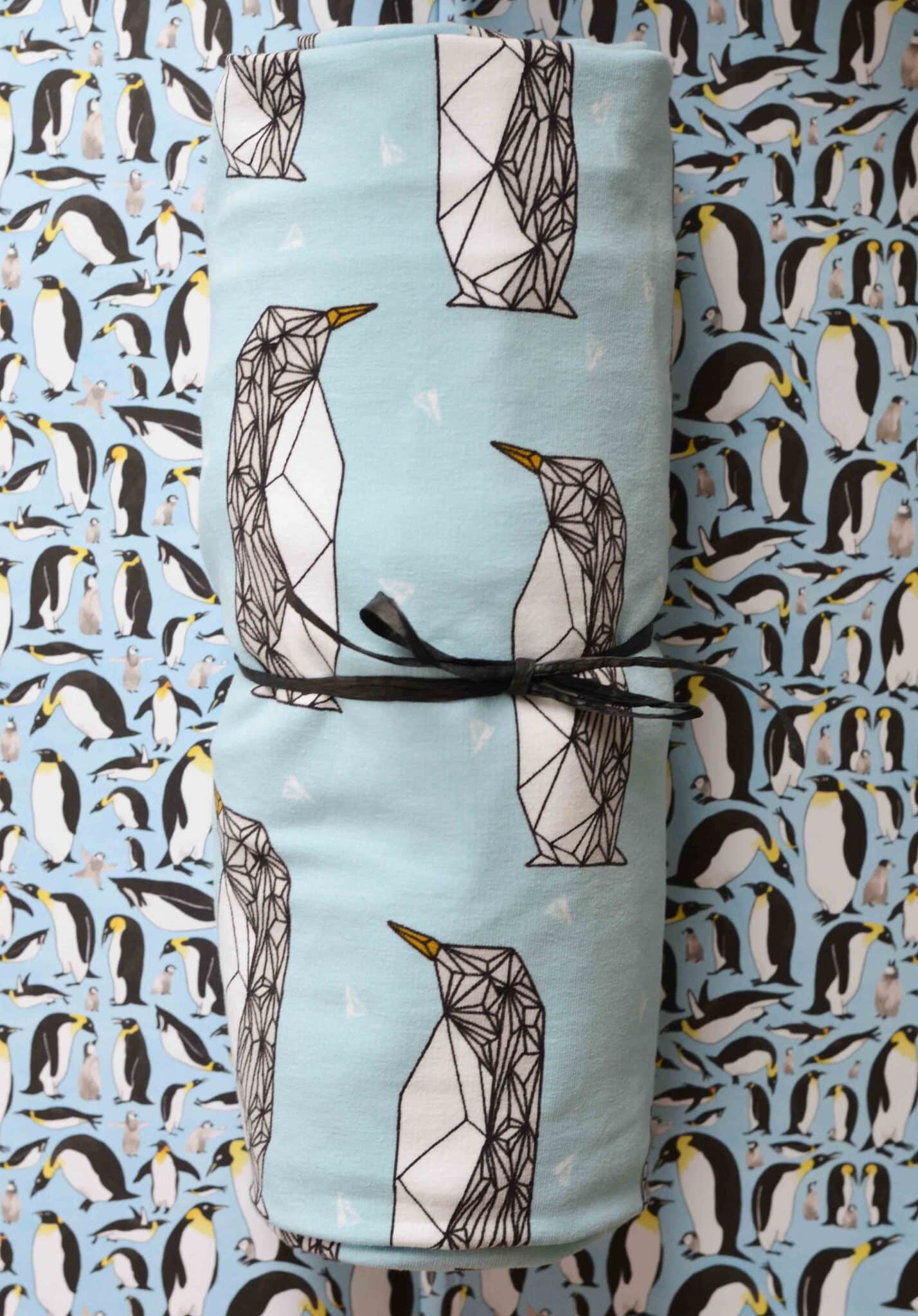 KrokoBaby Organic Penguins Fitted Cot Sheet 120 x 60cm