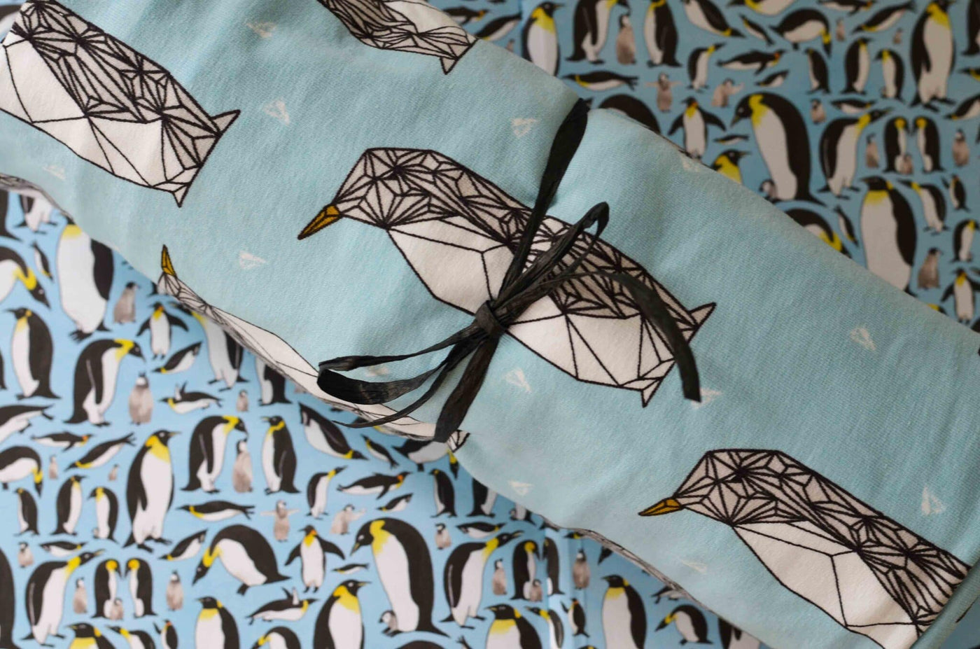 KrokoBaby Organic Penguins Fitted Cot Sheet 120 x 60cm