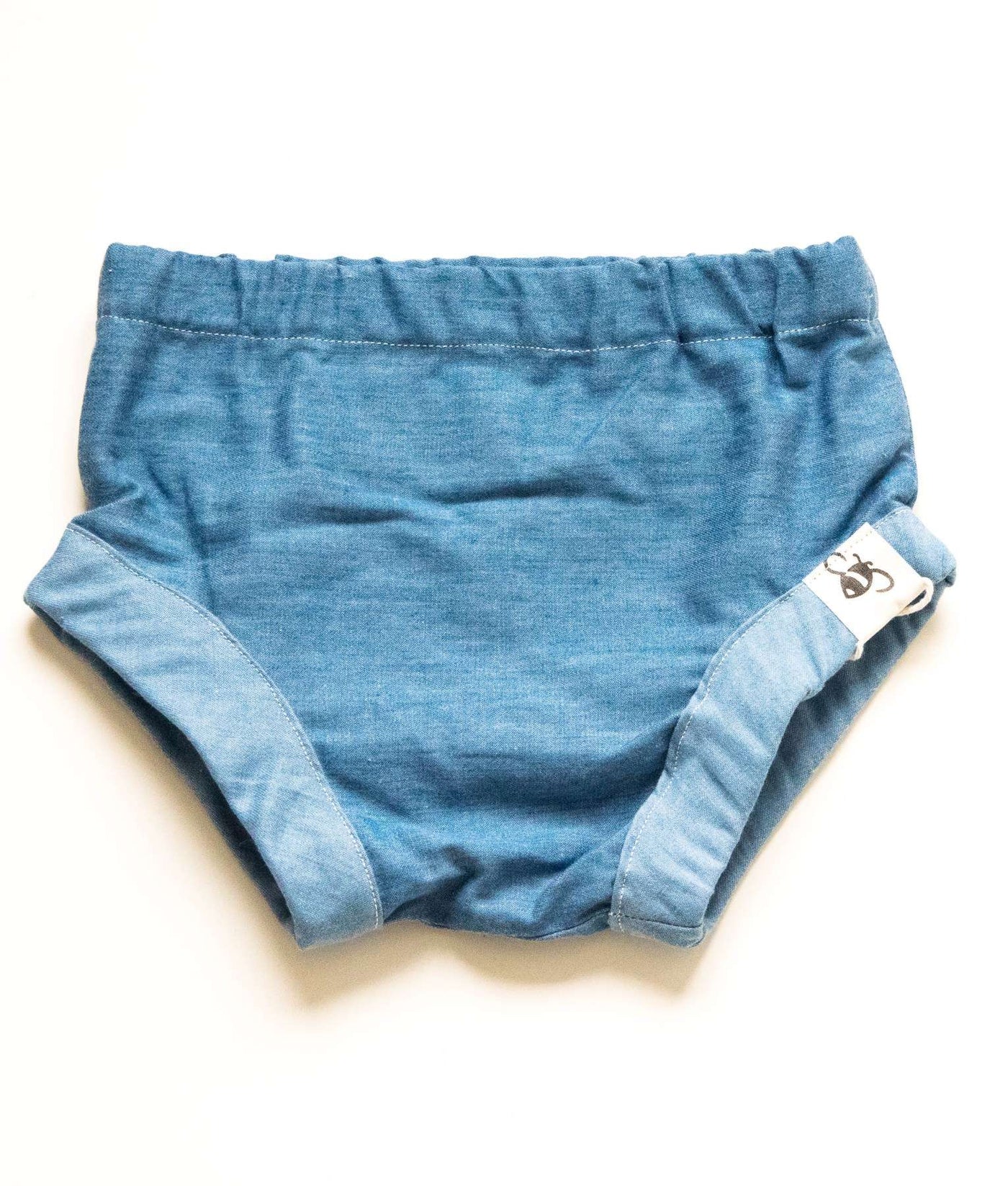 Light denim bloomers by Bumble Blooms (front)