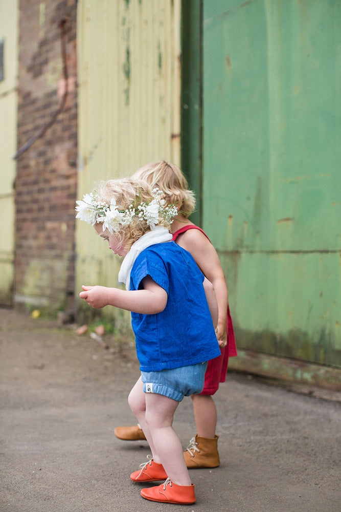 Light denim bloomers by Bumble Blooms (children playing)