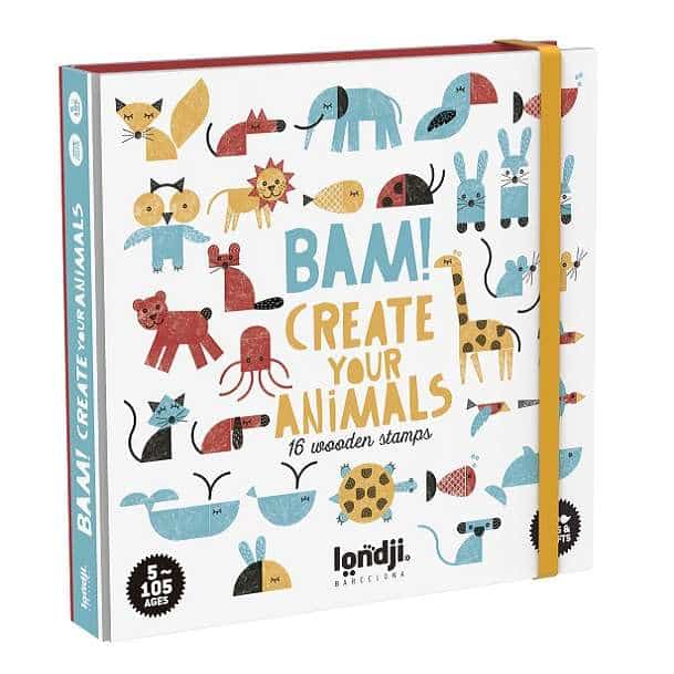 Londji Activity BAM Animals - 16 wooden stamps