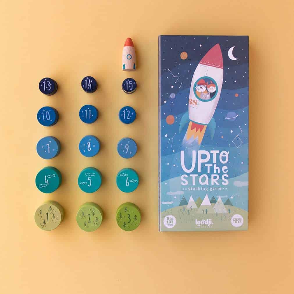 Londji wooden toy - up to the stars stacking game