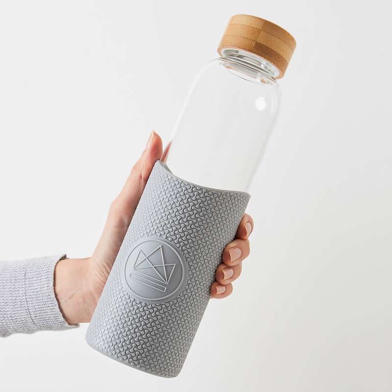 Neon Kactus Glass Water Bottle - Forever Young - Grey (1)