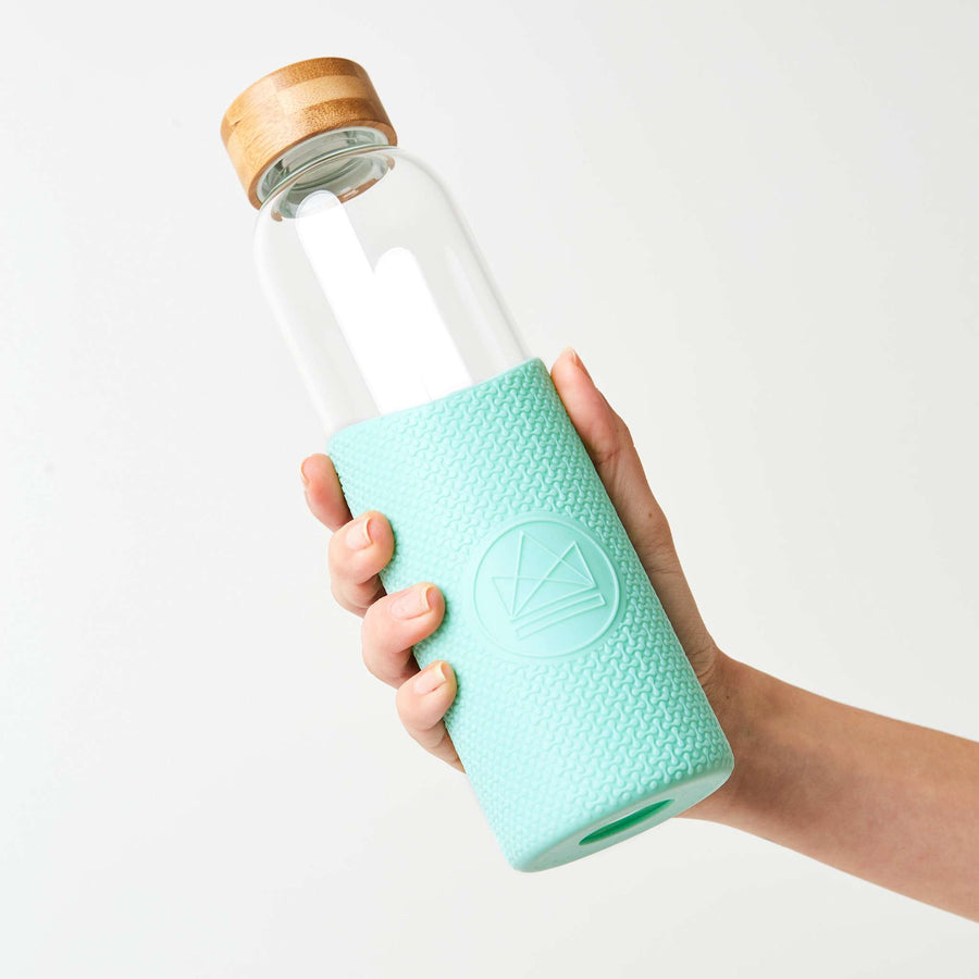 Neon Kactus Glass Water Bottle (Free Spirit - Mint)