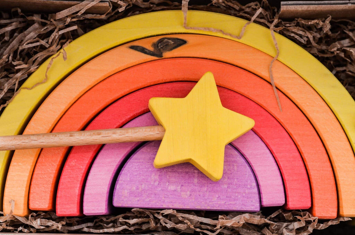 Ocamora Wooden Magic Wand (Yellow) & Yellow 6-Piece Rainbow