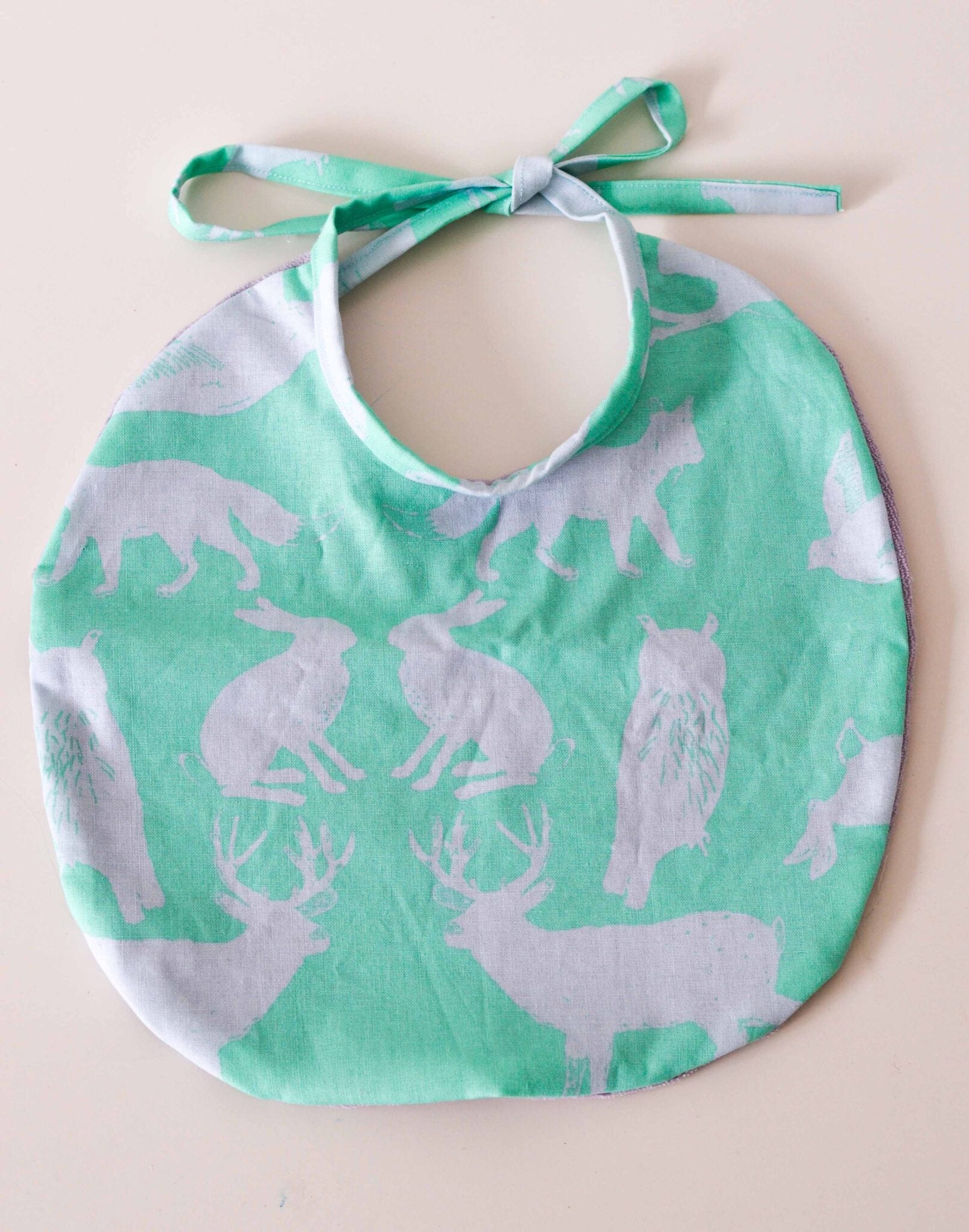 Organic Forest Animals Bib (Mint & Lavender)