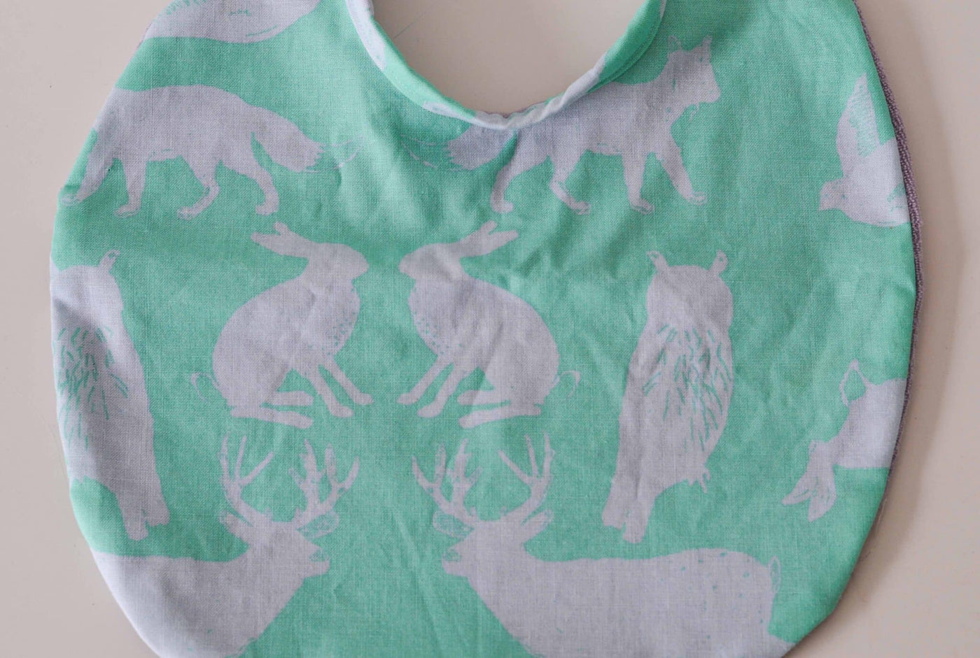 Organic Forest Animals Bib (Mint & Lavender)