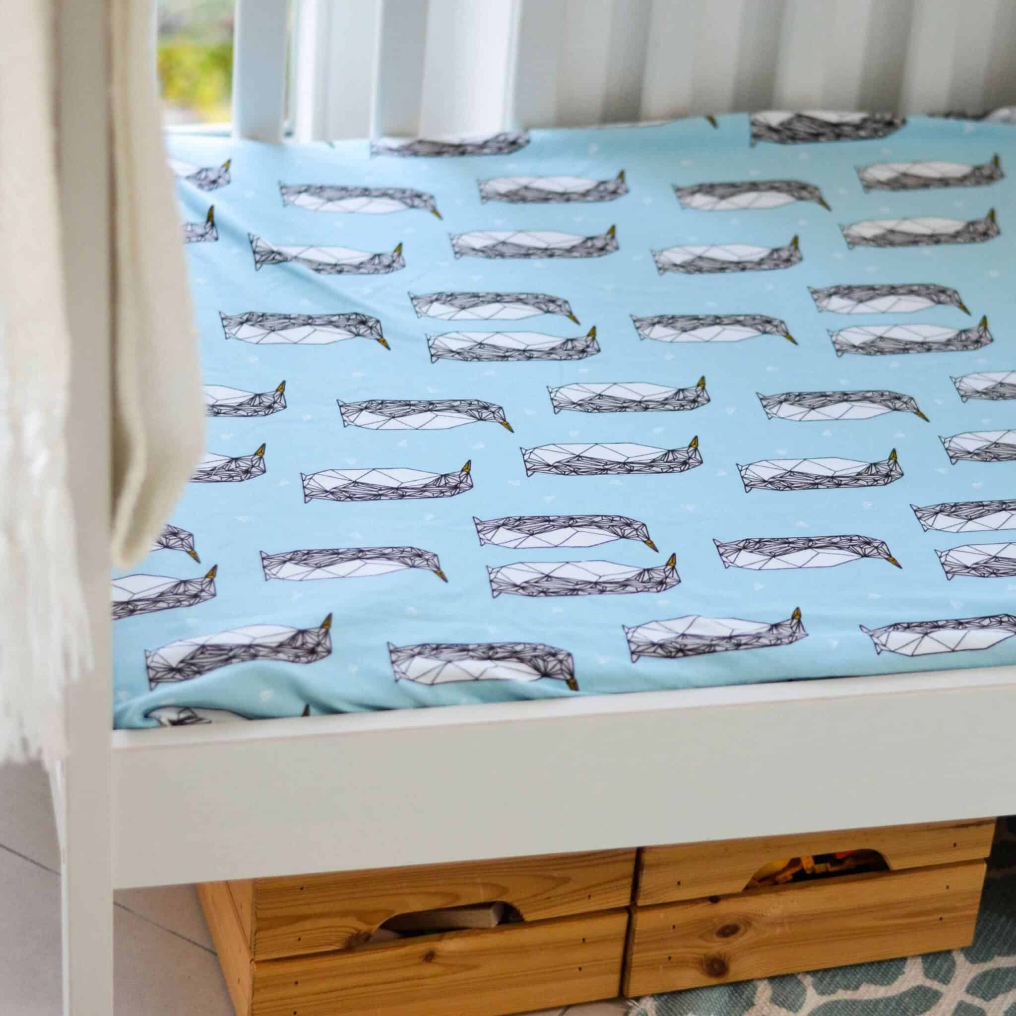 KrokoBaby Organic Penguins Fitted Cot Sheet 120 x 60cm