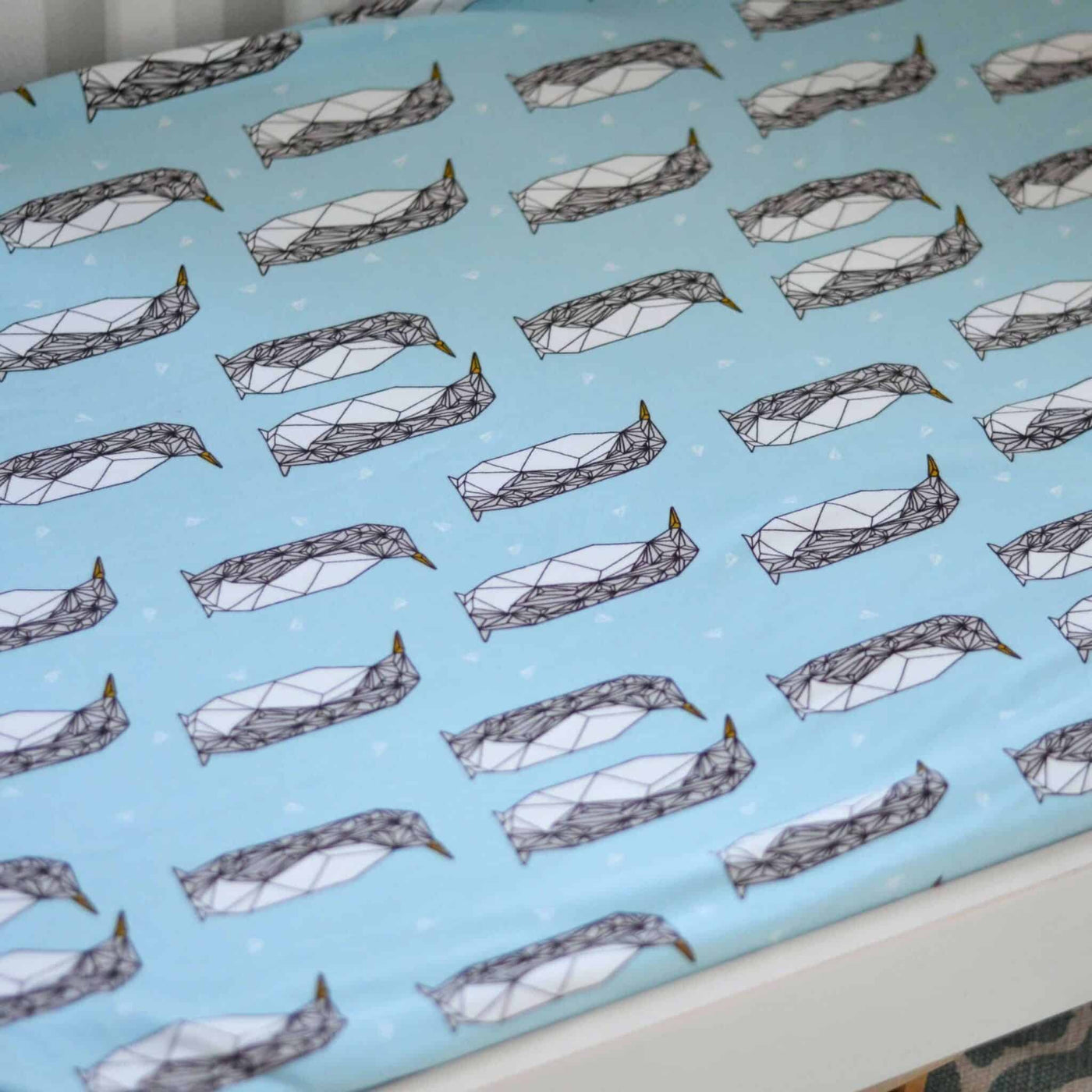 KrokoBaby Organic Penguins Fitted Cot Sheet 120 x 60cm