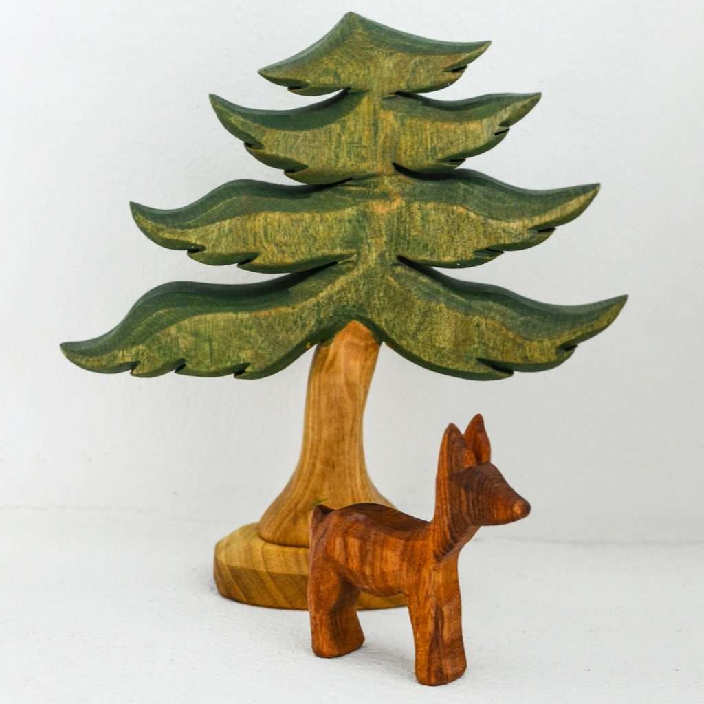 Predan wooden deer (doe) and fir tree