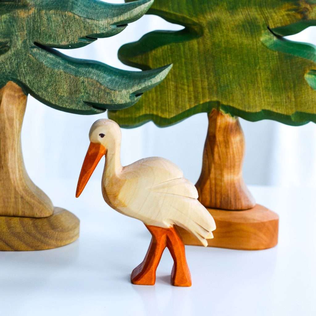 Predan wooden stork and trees