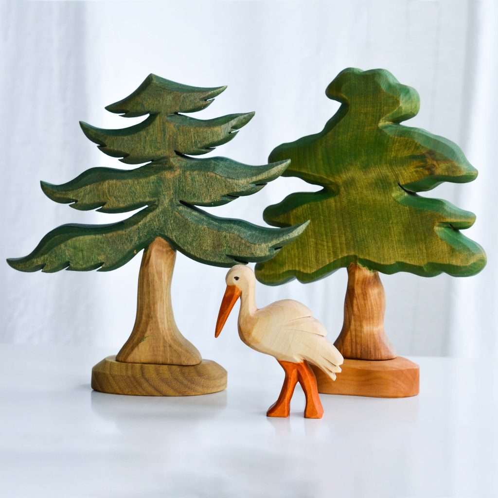 Predan wooden stork and trees