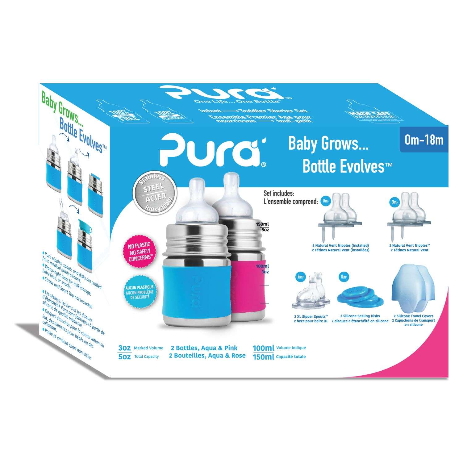 Pura Kiki® Infant Starter Set 125 ml - blue and pink (2)